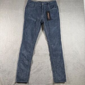 Serenede Mens Fitted Corduroy Pants 34 Blue Slim Stretch RN166138 NWT